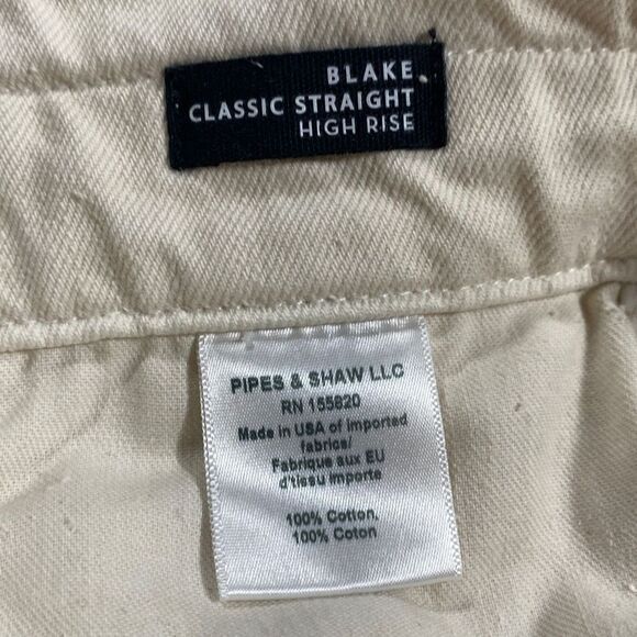 Veronica Beard Jean Blake Straight Notch Ankle Jeans Structured Ecru Cream 30 - Picture 15 of 16